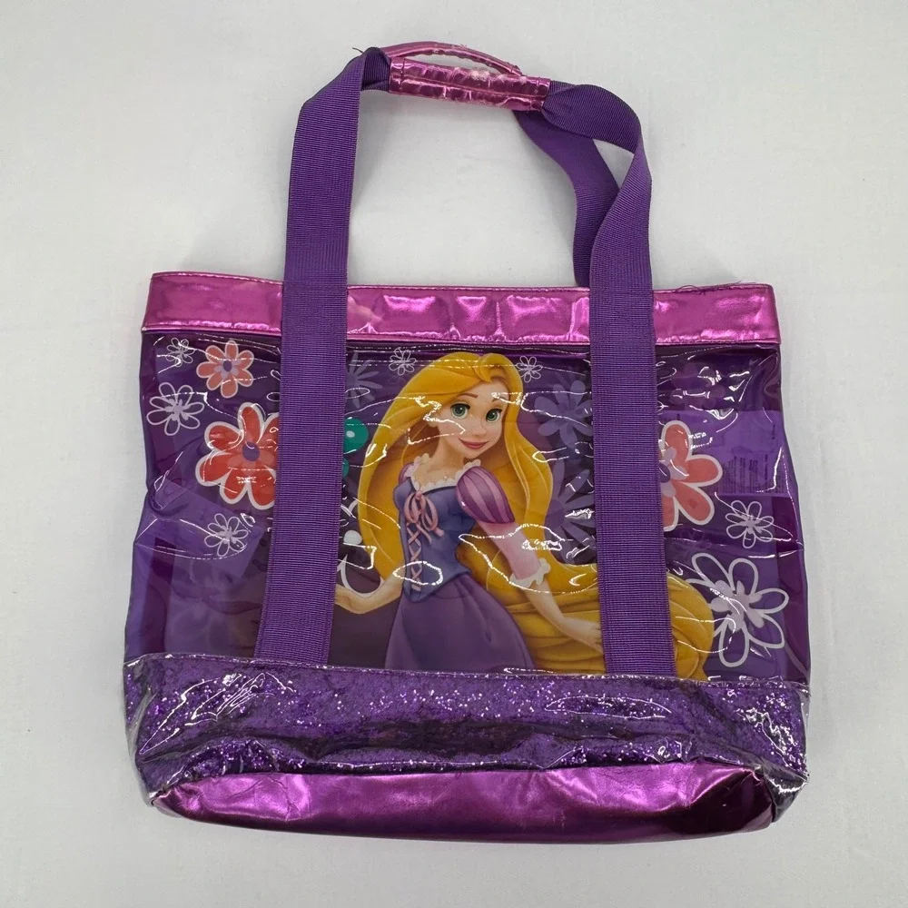 Vintage Disney Store Rapunzel Purple Glitter Swim Tote & Princess Reusable Bag